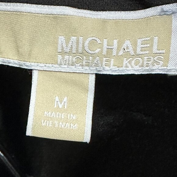 332 Michael Kors | EUC Women’s Black Draped Shoulder Sheath Dress (Size M) - Picture 14 of 15